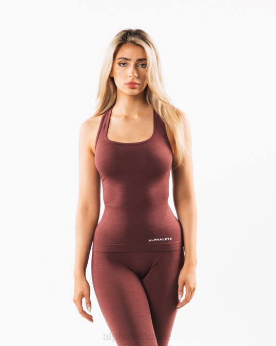 camiseta sin mangas con espalda cruzada mujer Alphalete 08R8162 ropa rosa polvorienta roja