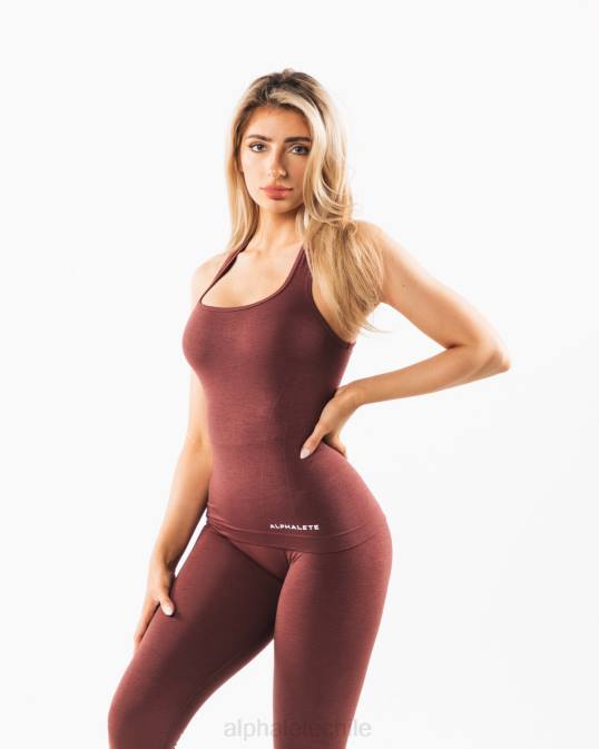 camiseta sin mangas con espalda cruzada mujer Alphalete 08R8162 ropa rosa polvorienta roja