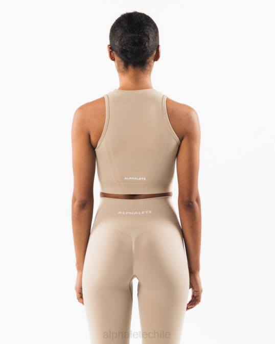 tanque de cultivo de estratos mujer Alphalete 08R8172 ropa marrón lino