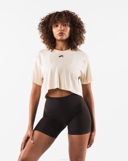 cabeza de lobo airtech ss crop mujer Alphalete 08R8203 ropa marrón amarillento