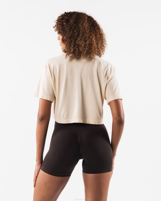 cabeza de lobo airtech ss crop mujer Alphalete 08R8203 ropa marrón amarillento