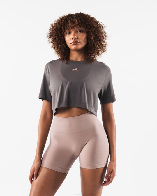 cabeza de lobo airtech ss crop mujer Alphalete 08R8208 ropa gris cemento polvoriento