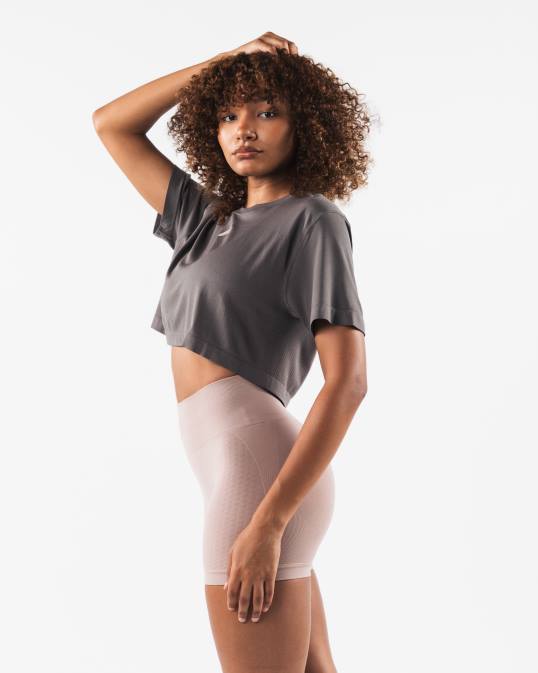 cabeza de lobo airtech ss crop mujer Alphalete 08R8208 ropa gris cemento polvoriento