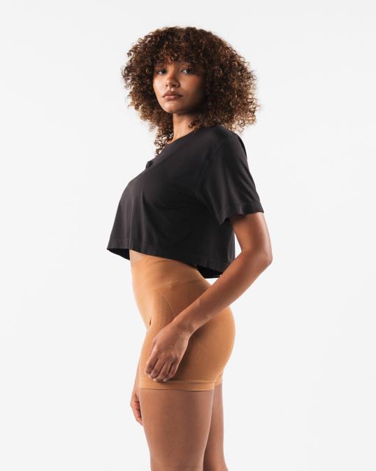 cabeza de lobo airtech ss crop mujer Alphalete 08R8209 ropa marrón guijarro