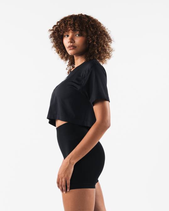 cabeza de lobo airtech ss crop mujer Alphalete 08R8211 ropa negro