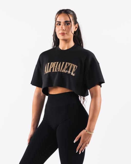 camiseta corta de la república mujer Alphalete 08R8201 ropa negro