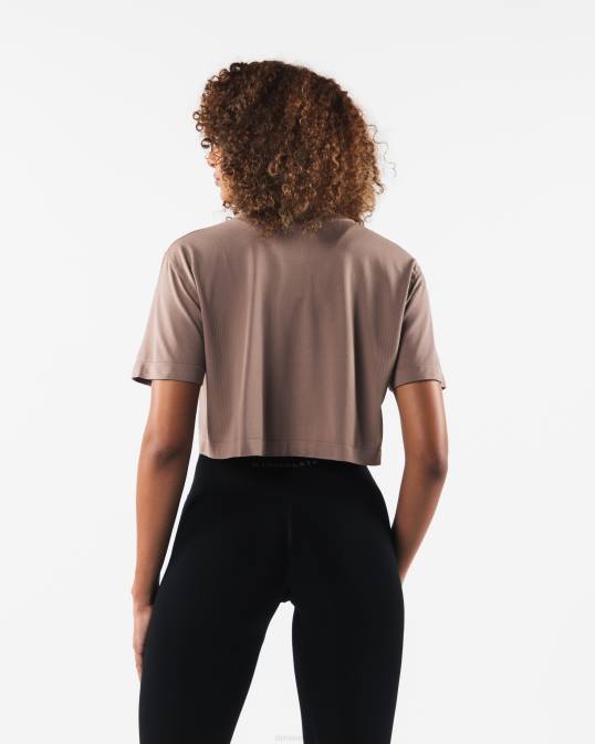 cultivo central airtech ss mujer Alphalete 08R8207 ropa marrón beige cremoso