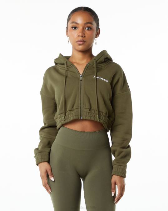 chaqueta corta clásica capital con cierre completo mujer Alphalete 08R8279 ropa sauce verde