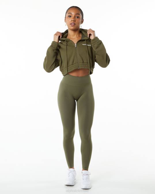 chaqueta corta clásica capital con cierre completo mujer Alphalete 08R8279 ropa sauce verde