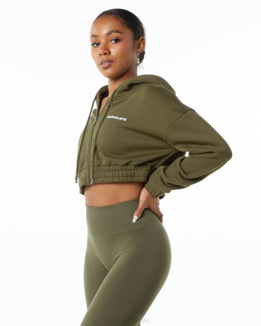 chaqueta corta clásica capital con cierre completo mujer Alphalete 08R8279 ropa sauce verde