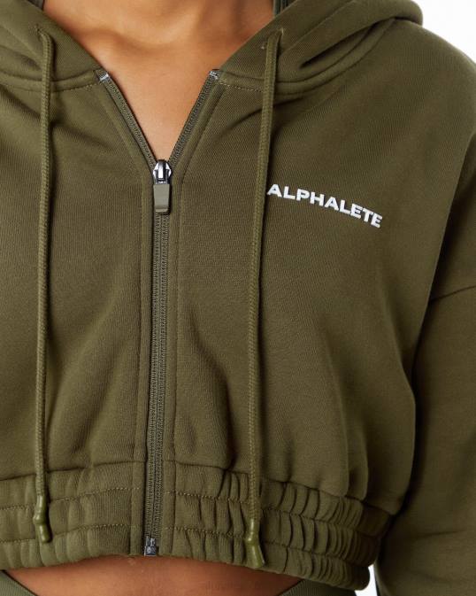 chaqueta corta clásica capital con cierre completo mujer Alphalete 08R8279 ropa sauce verde