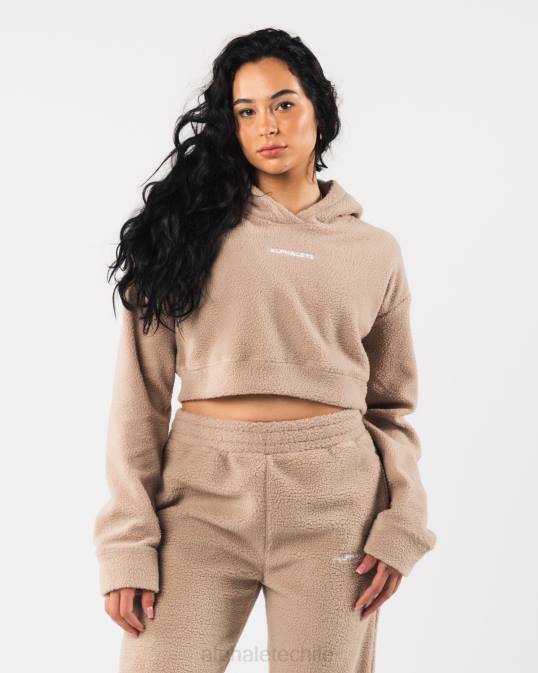 sudadera con capucha king crop mujer Alphalete 08R8274 ropa marrón lino