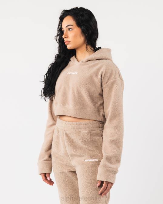 sudadera con capucha king crop mujer Alphalete 08R8274 ropa marrón lino