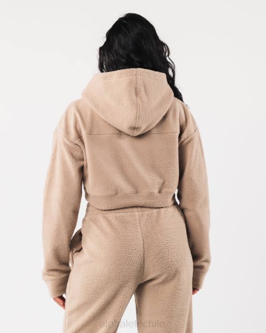 sudadera con capucha king crop mujer Alphalete 08R8274 ropa marrón lino