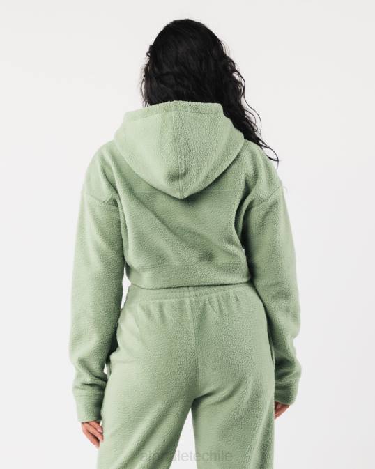sudadera con capucha king crop mujer Alphalete 08R8275 ropa verde salvia