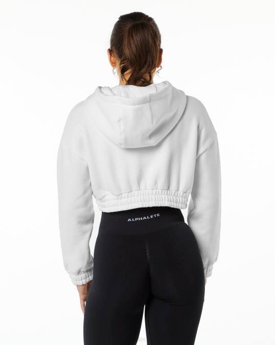 sudadera corta con capucha capital clásica mujer Alphalete 08R8280 ropa blanco