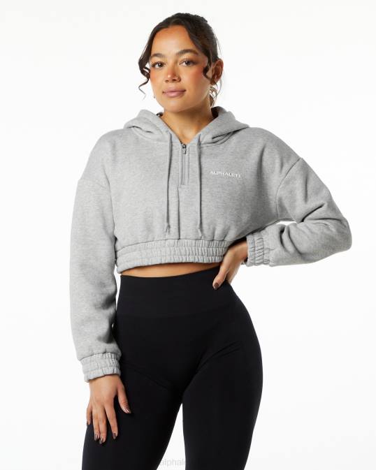 sudadera corta con capucha capital clásica mujer Alphalete 08R8281 ropa cuero gris
