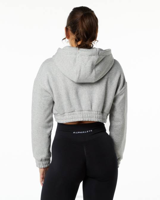 sudadera corta con capucha capital clásica mujer Alphalete 08R8281 ropa cuero gris