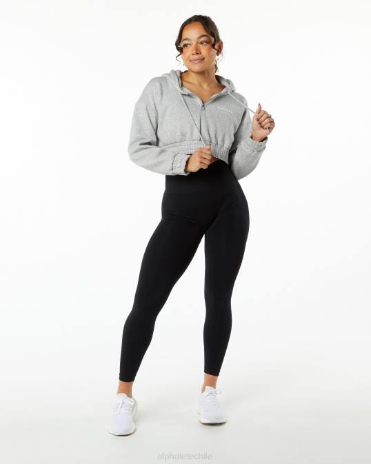 sudadera corta con capucha capital clásica mujer Alphalete 08R8281 ropa cuero gris