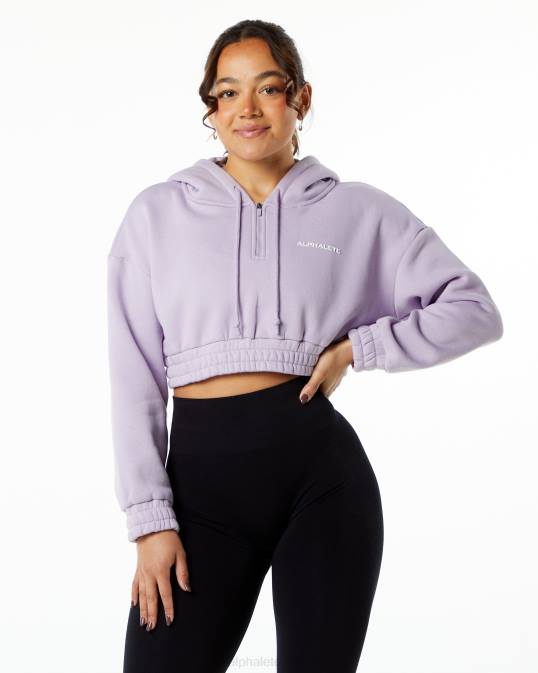 sudadera corta con capucha capital clásica mujer Alphalete 08R8282 ropa lila brumosa violeta