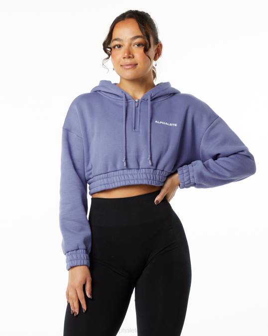 sudadera corta con capucha capital clásica mujer Alphalete 08R8283 ropa violeta digital violeta