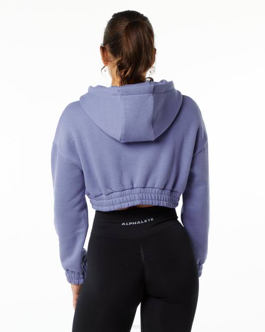 sudadera corta con capucha capital clásica mujer Alphalete 08R8283 ropa violeta digital violeta