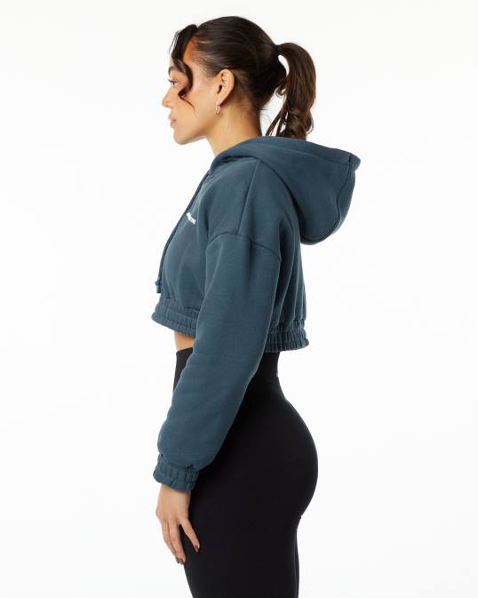 sudadera corta con capucha capital clásica mujer Alphalete 08R8285 ropa ballena azul