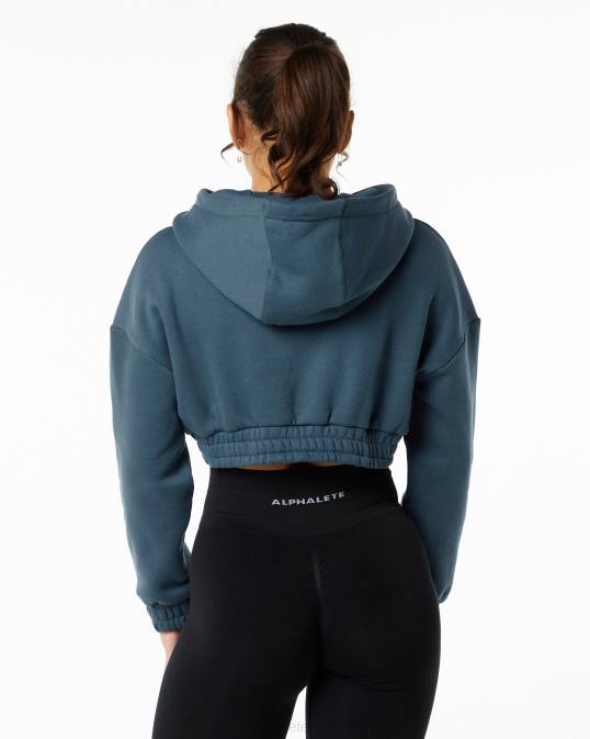 sudadera corta con capucha capital clásica mujer Alphalete 08R8285 ropa ballena azul