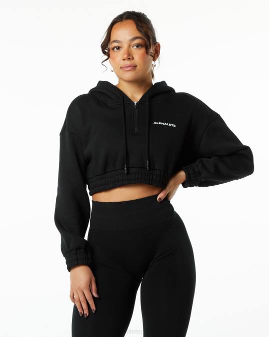 sudadera corta con capucha capital clásica mujer Alphalete 08R8286 ropa negro