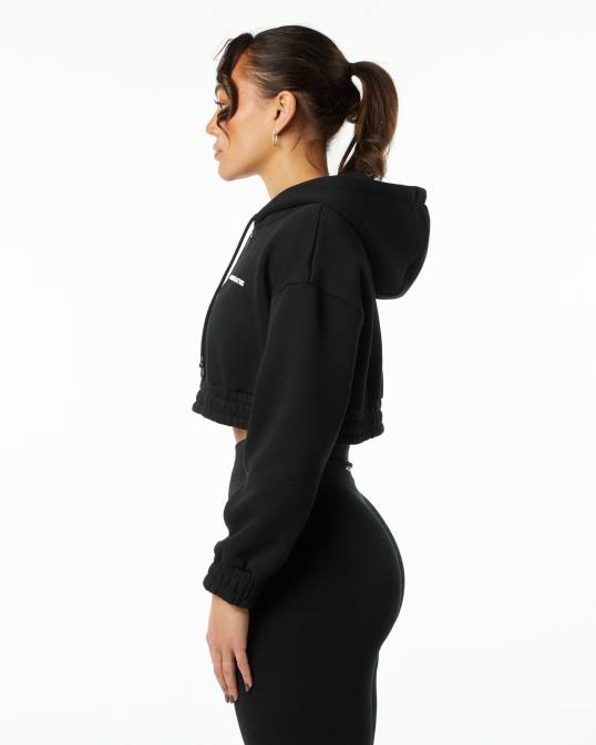 sudadera corta con capucha capital clásica mujer Alphalete 08R8286 ropa negro
