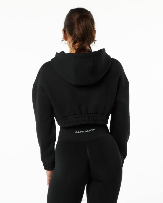 sudadera corta con capucha capital clásica mujer Alphalete 08R8286 ropa negro