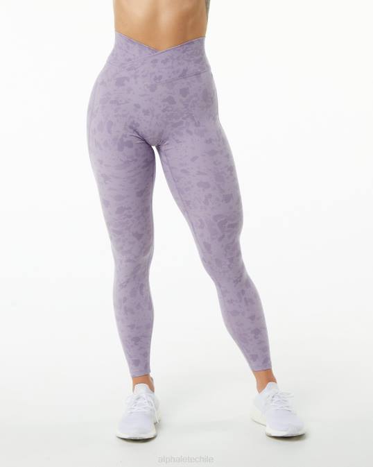 legging de potencia de superficie mujer Alphalete 08R8444 ropa estampado de guijarros brumoso lila violeta