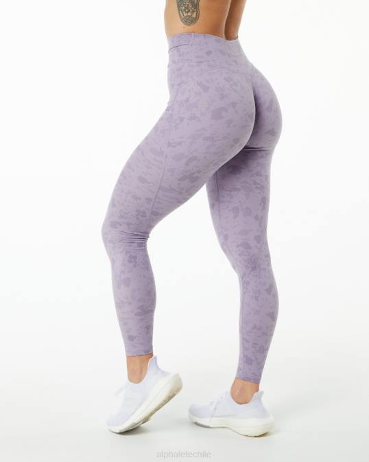 legging de potencia de superficie mujer Alphalete 08R8444 ropa estampado de guijarros brumoso lila violeta