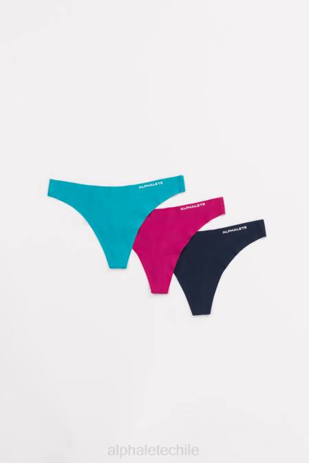 tanga sin costuras, paquete de 3 mujer Alphalete 08R8465 ropa turquesa/fucsia/medianoche
