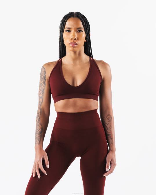 amplificar sujetador v profundo mujer Alphalete 08R810 ropa nuevo rojo burdeos