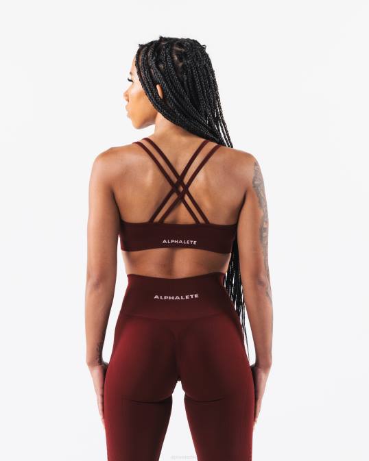 amplificar sujetador v profundo mujer Alphalete 08R810 ropa nuevo rojo burdeos