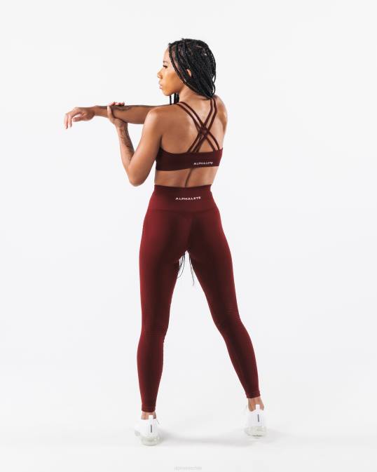 amplificar sujetador v profundo mujer Alphalete 08R810 ropa nuevo rojo burdeos