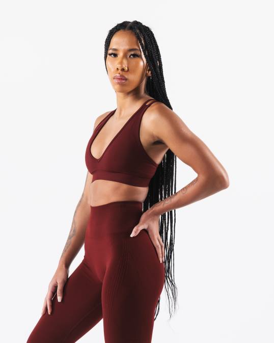 amplificar sujetador v profundo mujer Alphalete 08R810 ropa nuevo rojo burdeos