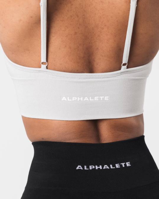 sujetador de canalé sin costuras mujer Alphalete 08R868 ropa gris ostra