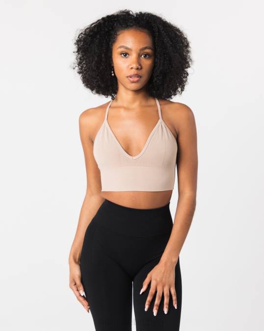 sujetador de canalé sin costuras mujer Alphalete 08R869 ropa marrón lino