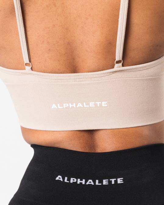 sujetador de canalé sin costuras mujer Alphalete 08R869 ropa marrón lino
