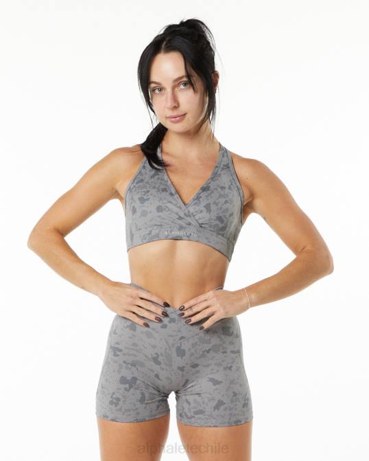 sujetador envolvente de superficie mujer Alphalete 08R8154 ropa estampado de guijarros gris piedra