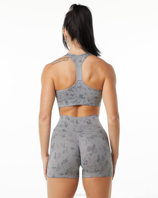sujetador envolvente de superficie mujer Alphalete 08R8154 ropa estampado de guijarros gris piedra