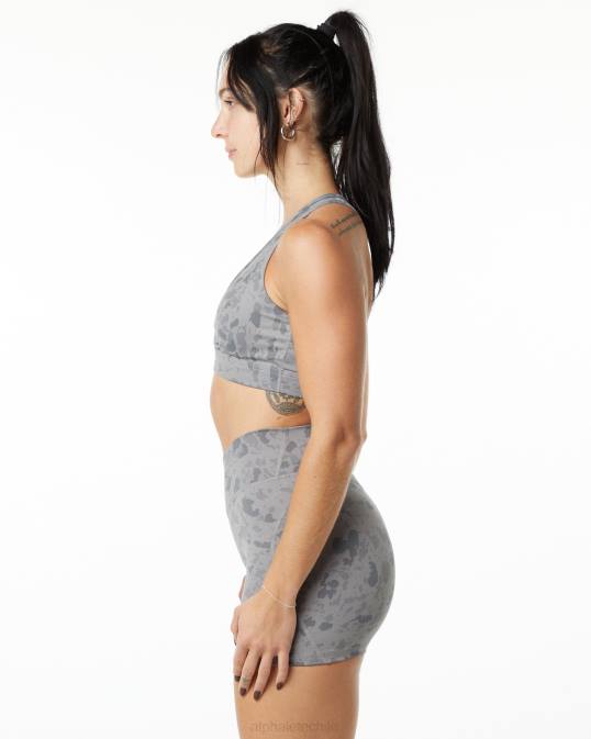 sujetador envolvente de superficie mujer Alphalete 08R8154 ropa estampado de guijarros gris piedra