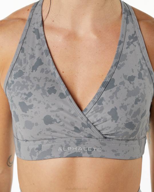 sujetador envolvente de superficie mujer Alphalete 08R8154 ropa estampado de guijarros gris piedra