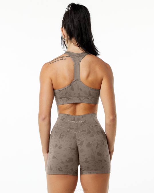sujetador envolvente de superficie mujer Alphalete 08R8155 ropa estampado de guijarros marrón moca