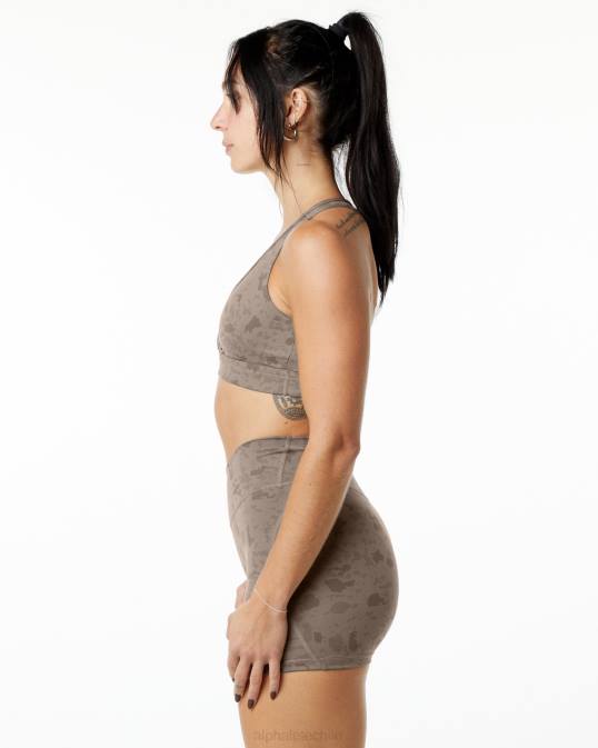 sujetador envolvente de superficie mujer Alphalete 08R8155 ropa estampado de guijarros marrón moca