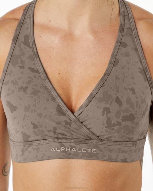 sujetador envolvente de superficie mujer Alphalete 08R8155 ropa estampado de guijarros marrón moca