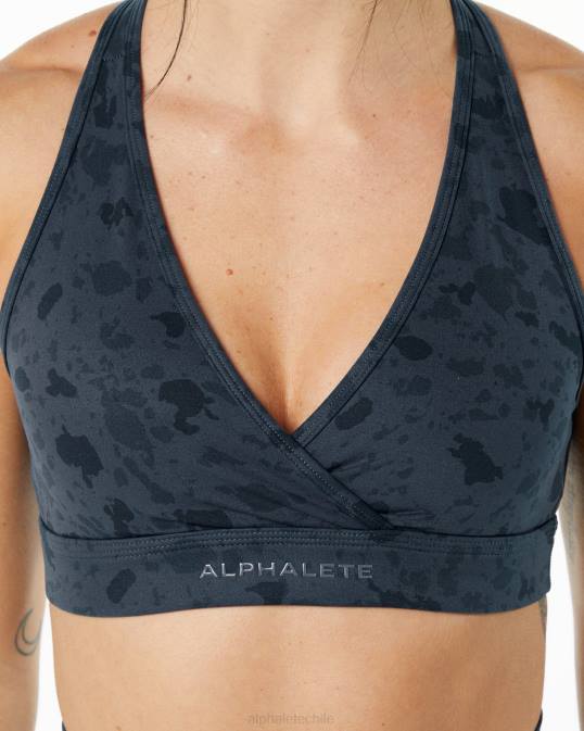 sujetador envolvente de superficie mujer Alphalete 08R8157 ropa ballena con estampado de guijarros azul