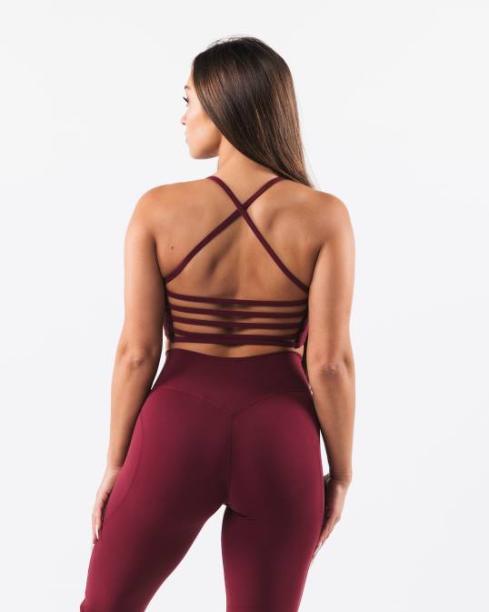 sujetador largo con tiras aura mujer Alphalete 08R828 ropa grulla roja